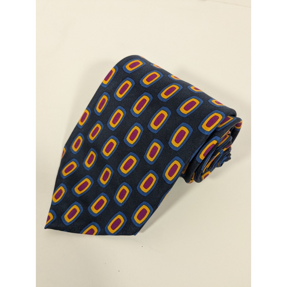 VINTAGE Huntington Blue, Abstract Dots  100% SILK NECK TIE 3.75"X60" Made In USA